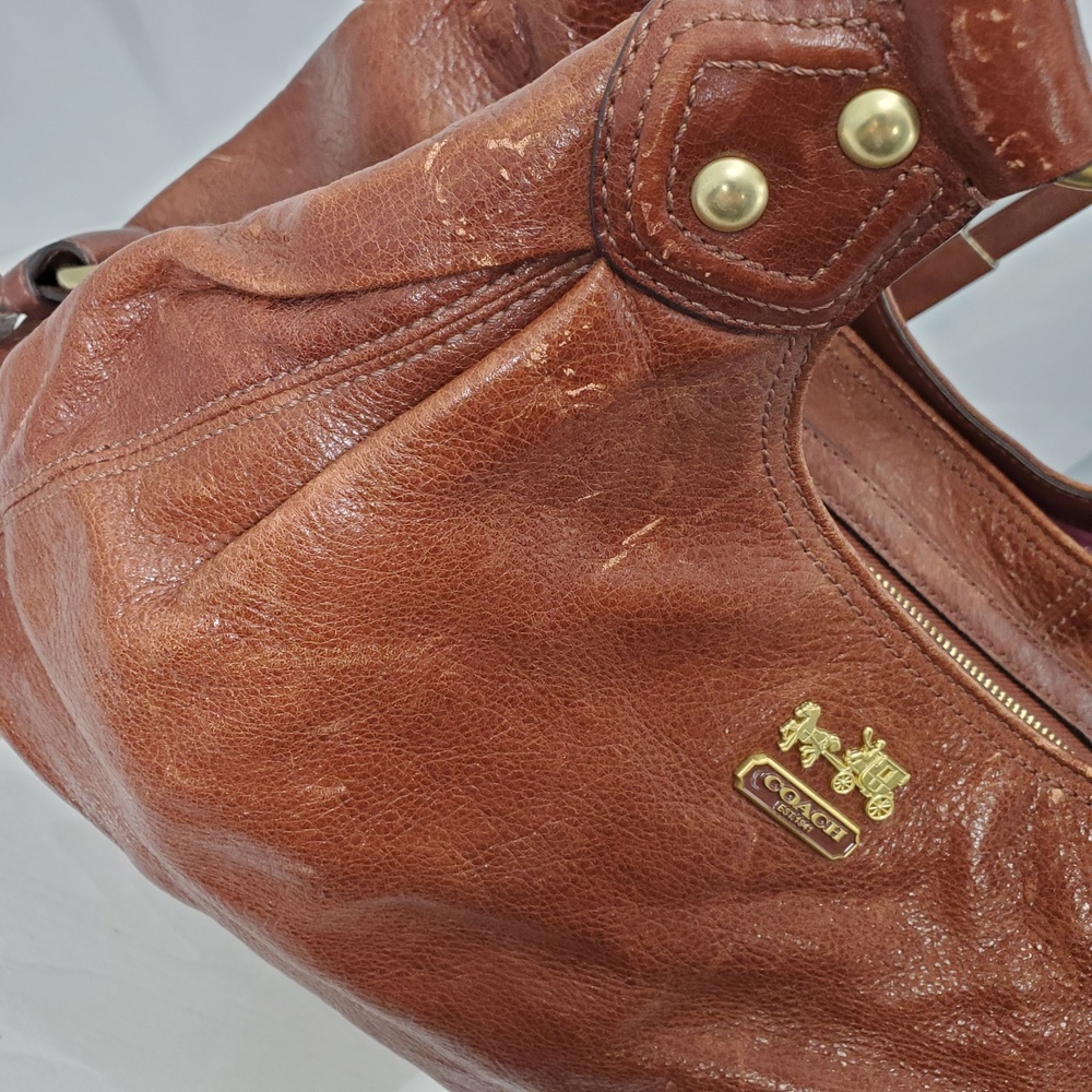 Vintage Y2K Coach 14336 Maddison Maggie Brown Glazed Leather Slouchy Hobo Bag - Picture 4 of 16